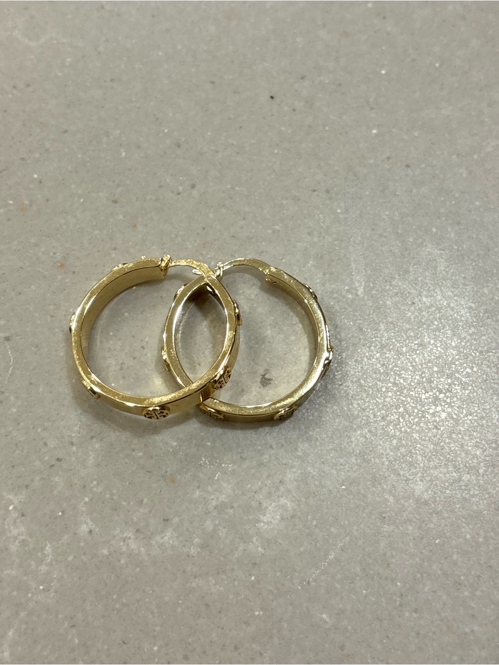 Tory Burch Gold-Tone Logo Hoop Earrings - Picture 2 of 5